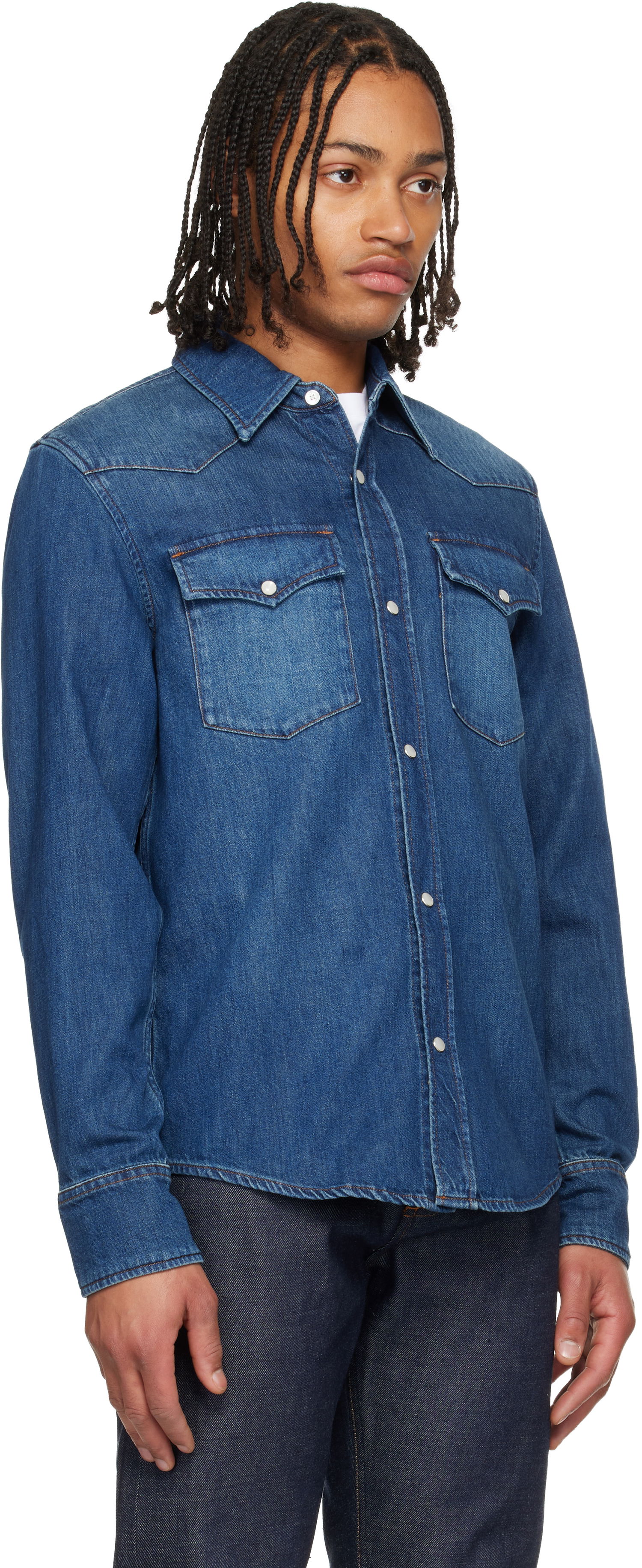 Риза A.P.C. Western Denim Shirt Синьо | COHME-H12632, 1