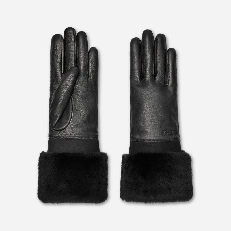 Ръкавици UGG Shearling Trim Leather Gloves L Черно | 101043-BLK, 1