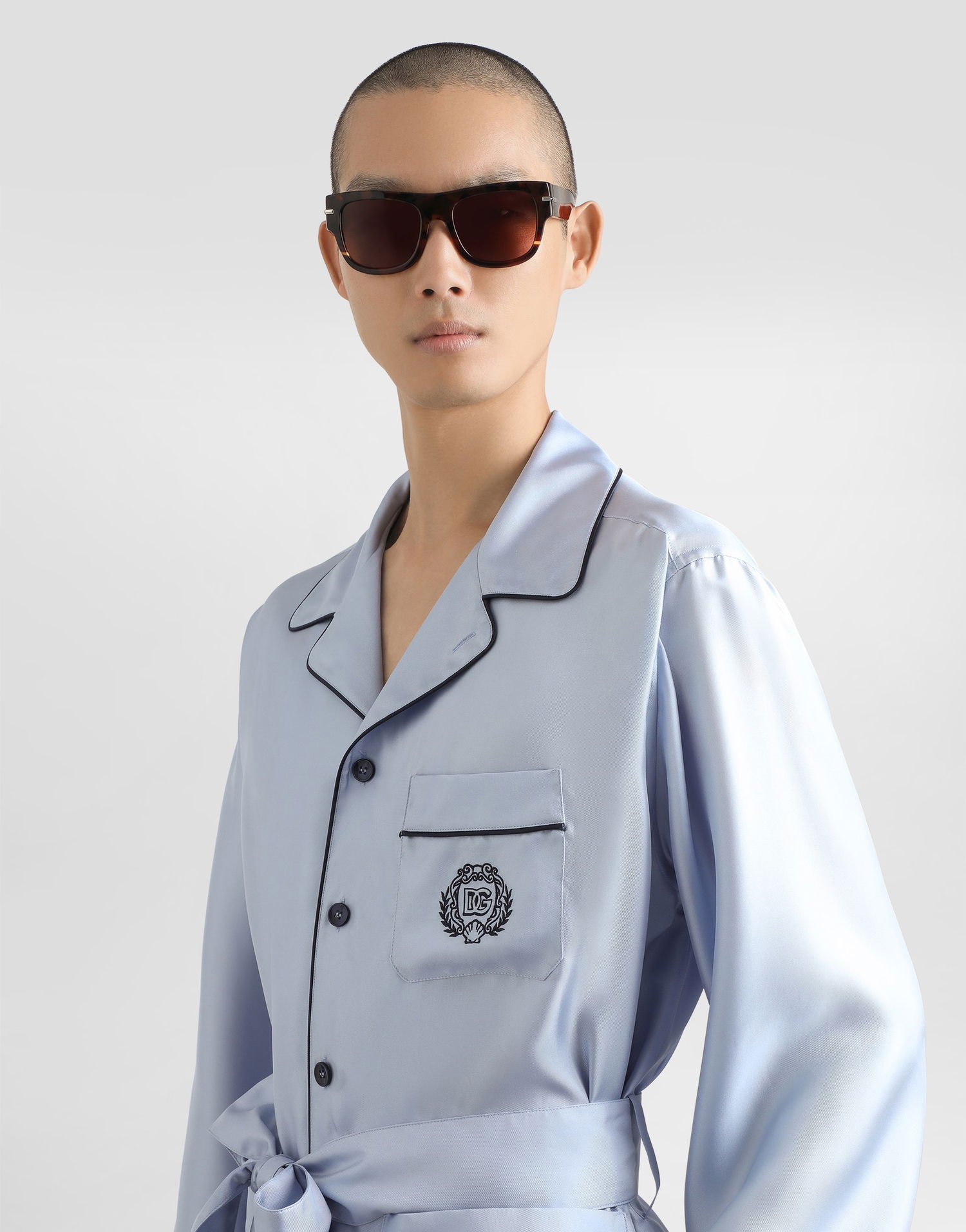 Пижама Dolce & Gabbana Dolce & Gabbana Silk Twill Robe Синьо | G2UZ3ZFU10SB1581, 1