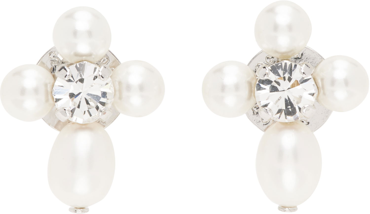 Обеци Simone Rocha Simone Rocha Pebble Pearl Crystal Cluster Drop Earrings Бяло | ERG535 0913, 0