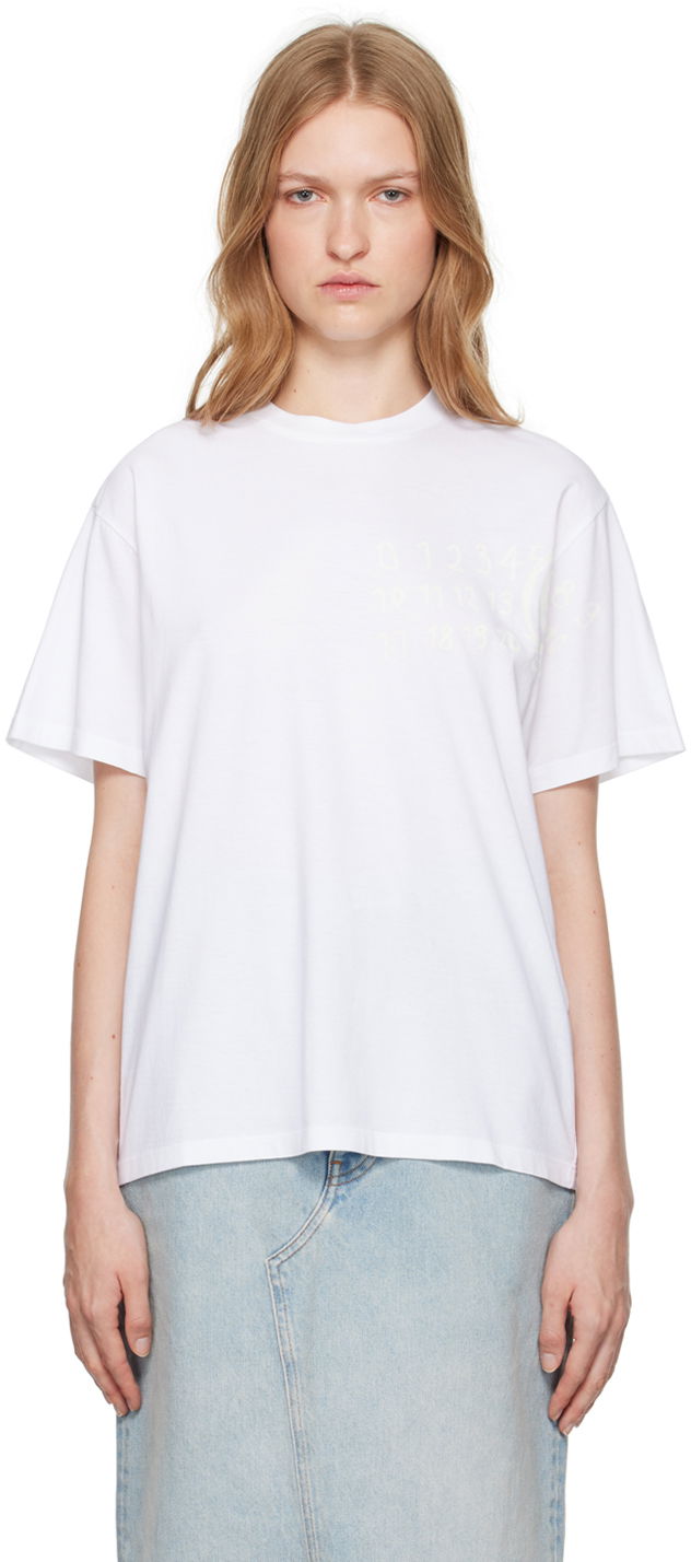 Тениска Maison Margiela Numeric Dropped-Shoulder T-shirt Бяло | S62GD0192 S23588