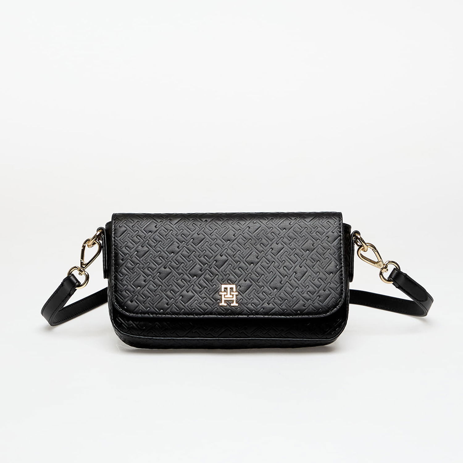 Дамска чанта Tommy Hilfiger Th Icon Convertible Crossover Monogrammed Flap Bag Черно | AW0AW18002 BDS, 0