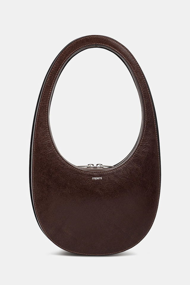 Swipe Oval Leather Handbag