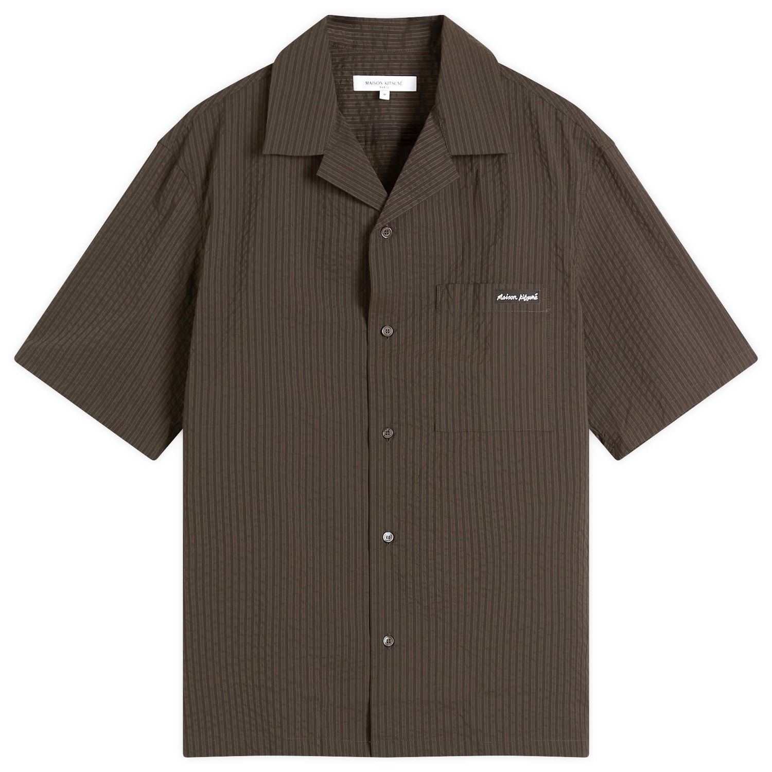 Риза MAISON KITSUNÉ Maison Kitsuné Seersucker Resort Shirt, Size Large Кафяво | OM00421WC5032-P391, 0
