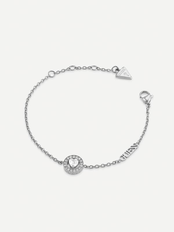 Гривна GUESS Silver-Tone Chain Bracelet With Crystal Accents Металик | JUBB04668JW, 0