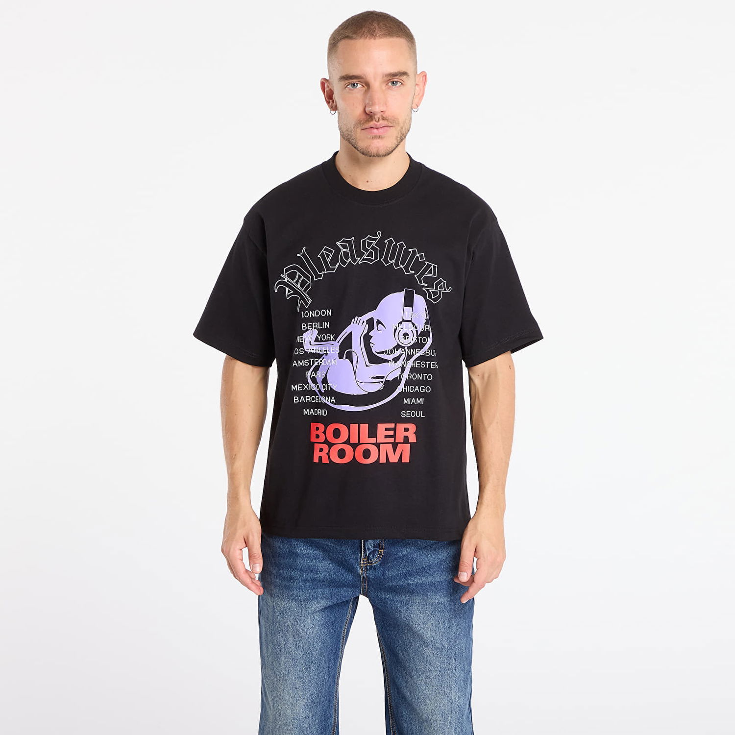Тениска Pleasures Headphone Boiler Room T-Shirt Черно | P25F009-BLACK, 0