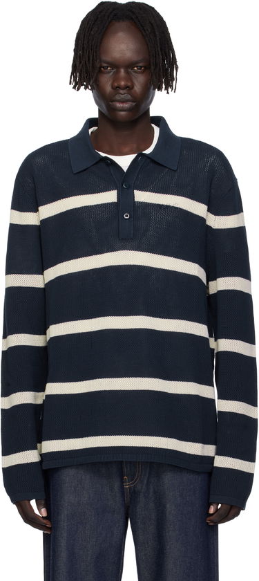 Поло тениска CALVIN KLEIN Calvin Klein Long Sleeve Striped Polo Тъмно синьо | 81B388G, 0