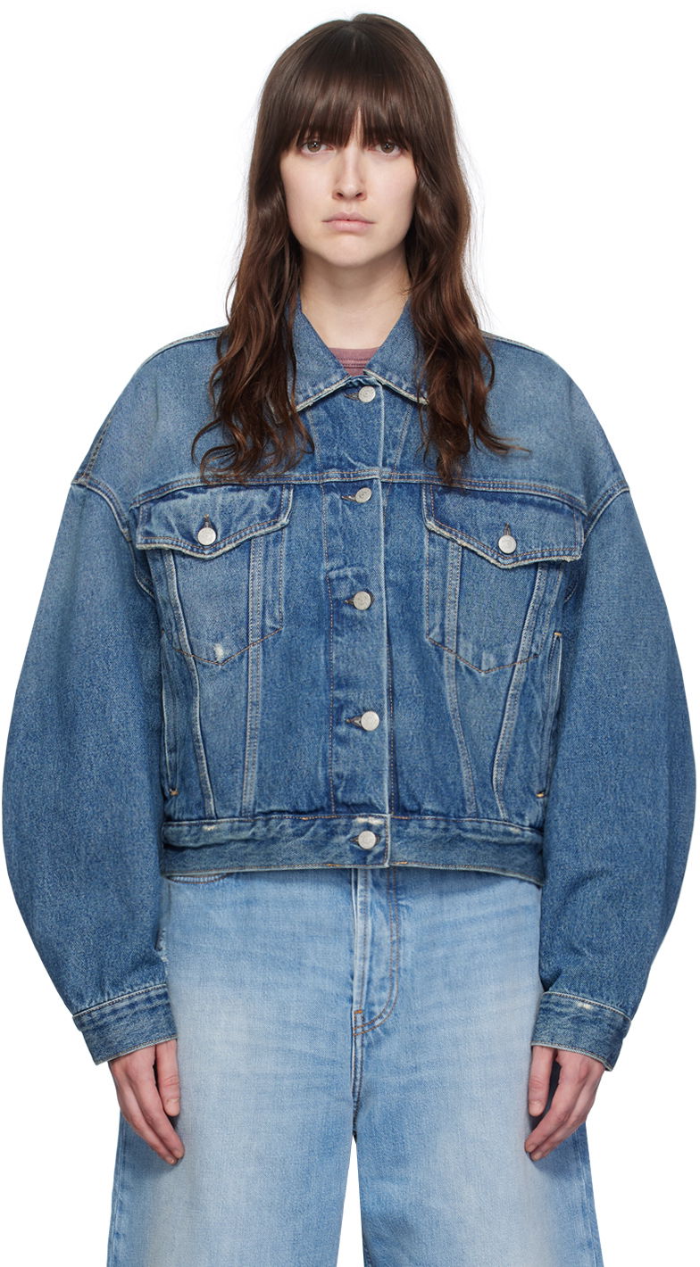 Яке Acne Studios Blue Relaxed Cropped Fit Denim Jacket Синьо | A90390-