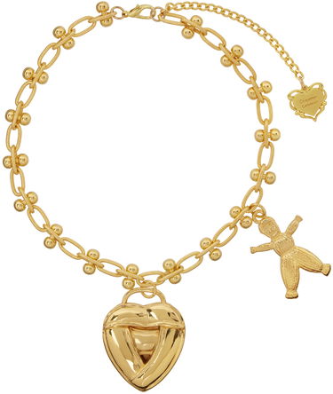 Колие Chopova Lowena Chopova Lowena Knotted Heart Pendant Necklace with Teddy Bear Charm Металик | 6516, 0