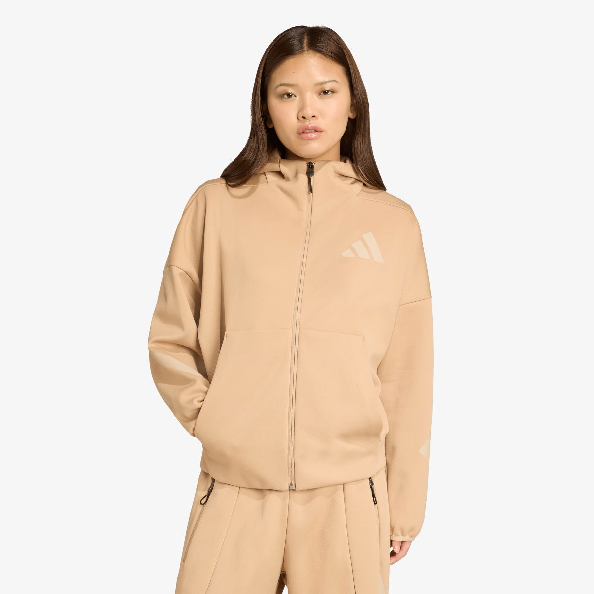 Суитчър adidas Performance Z.N.E. Full-Zip Hoodie Бежово | JY5970, 1