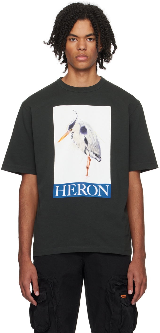 Тениска HERON PRESTON Bird Painted T-Shirt Черно | HMAA032F23JER0041046, 0