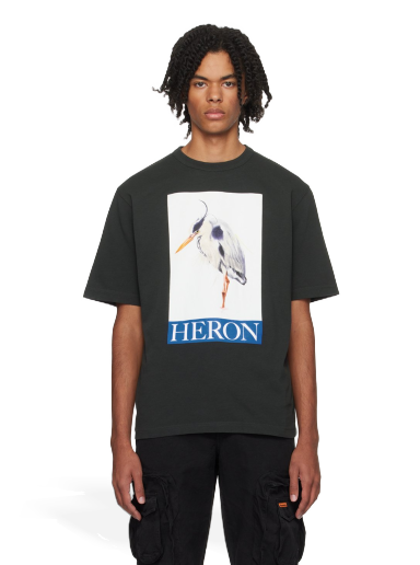 Тениска HERON PRESTON Bird Painted T-Shirt Черно | HMAA032F23JER0041046