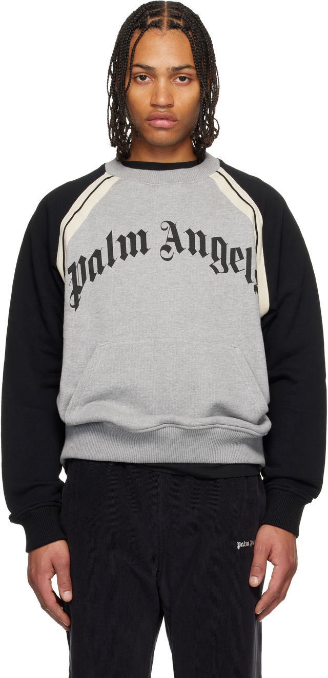 Palm Angels Curved Logo Raglan Track Crew Sweatshirt