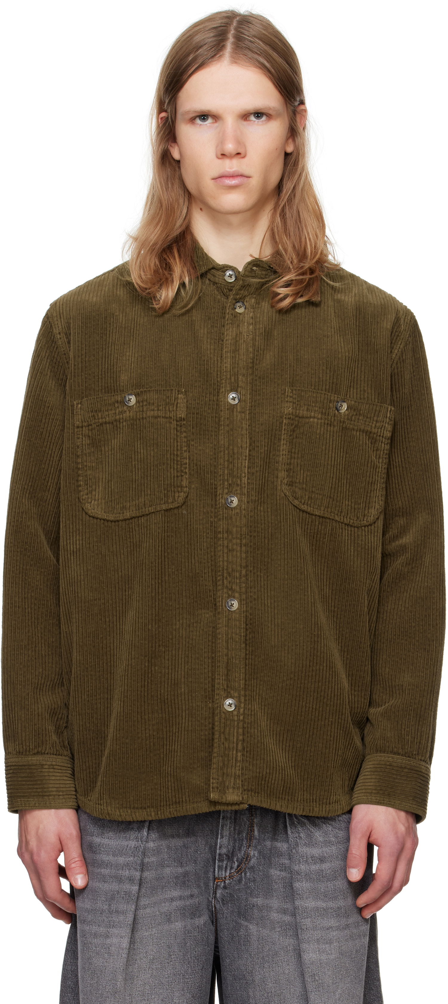 Риза ISABEL MARANT Isabel Marant Nario Corduroy Shirt Зелено | CH0198HA-B4G03H, 0