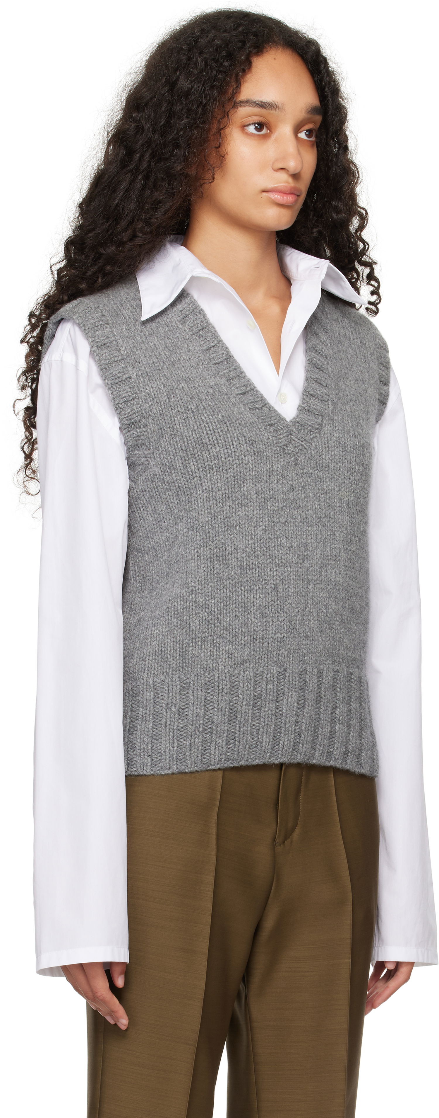 Пуловер YMC Heidi Knit Vest Сиво | Q8XAO, 1