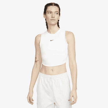 Потник Nike Sportswear Essentials Women's Ribbed Cropped Tank Top Бяло | FB8279-100, 0