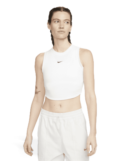 Потник Nike Sportswear Essentials Women's Ribbed Cropped Tank Top Бяло | FB8279-100