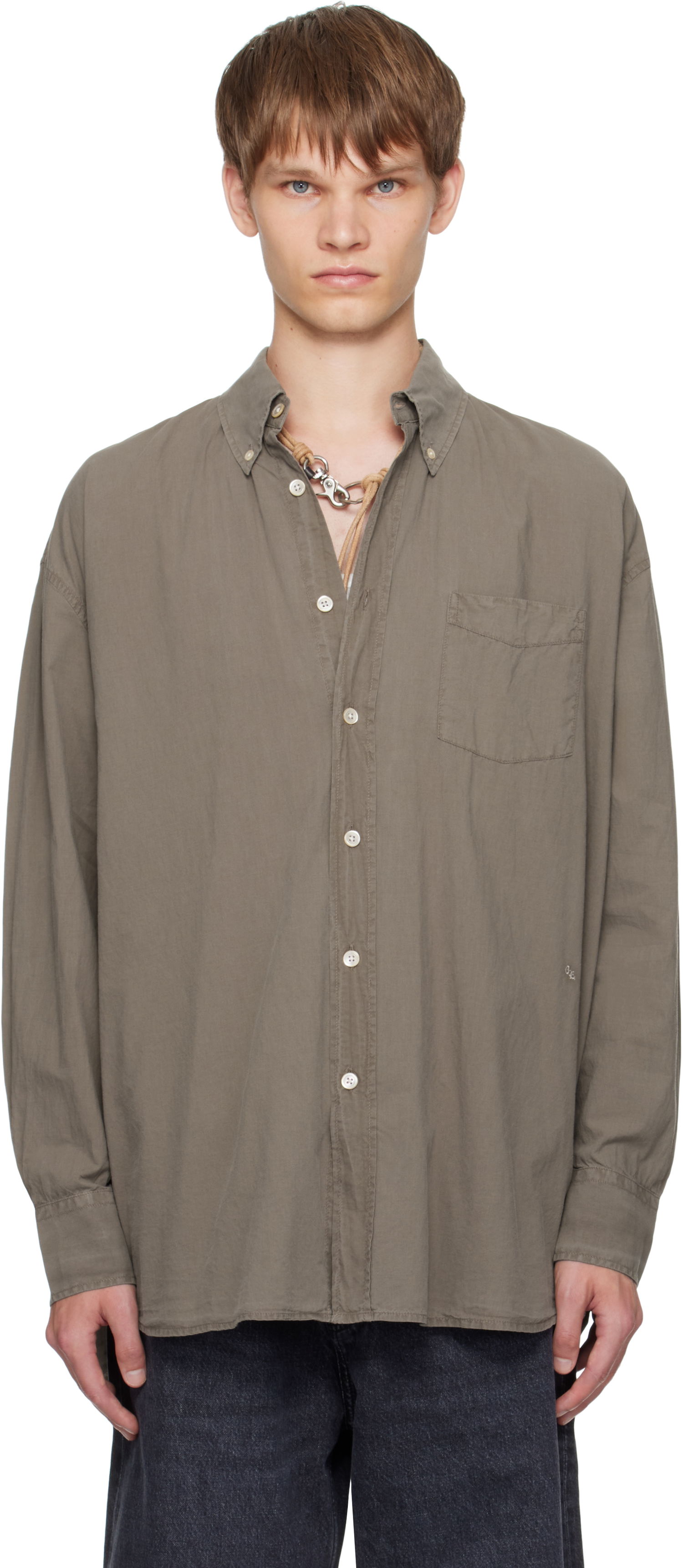 Риза OUR LEGACY Our Legacy Borrowed Button-Down Shirt Зелено | M4252BC, 0