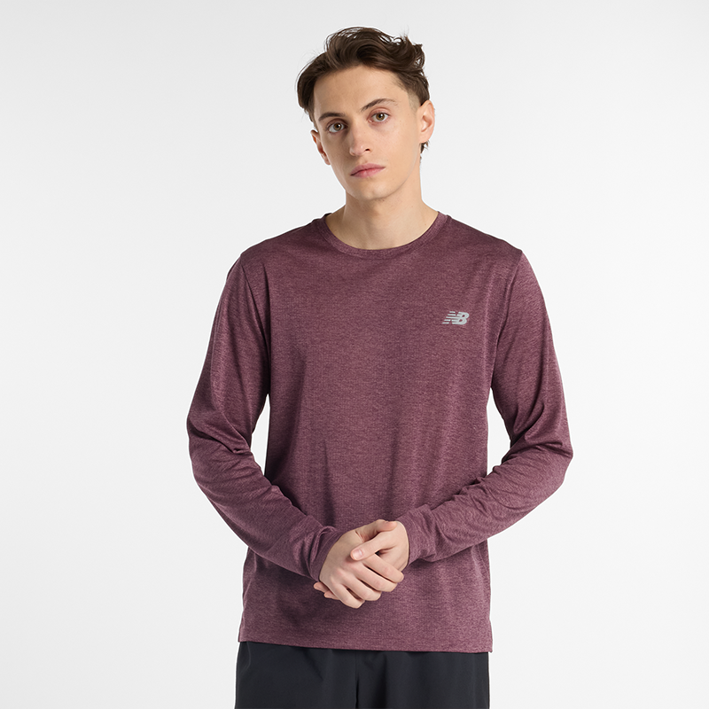 Тениска New Balance Men's Long Sleeve Running T-Shirt MT41256 Бургунди | NBMT41256FDP, 0