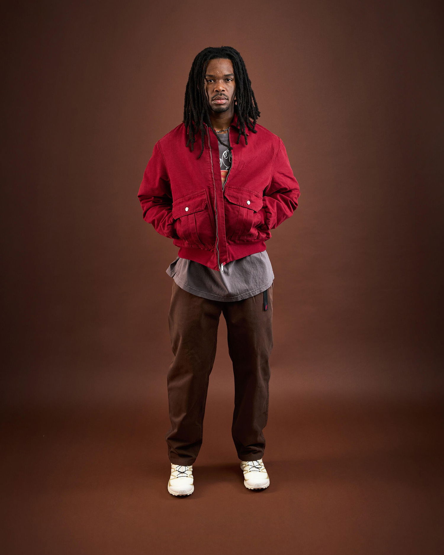 Яке бомбър Carhartt WIP Stanton Collared Full-Zip Bomber Jacket Червено | I035617.H806, 1