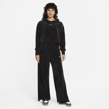 Суитчър Nike Velour Cropped Pullover Hoodie Черно | DQ5927-010, 0