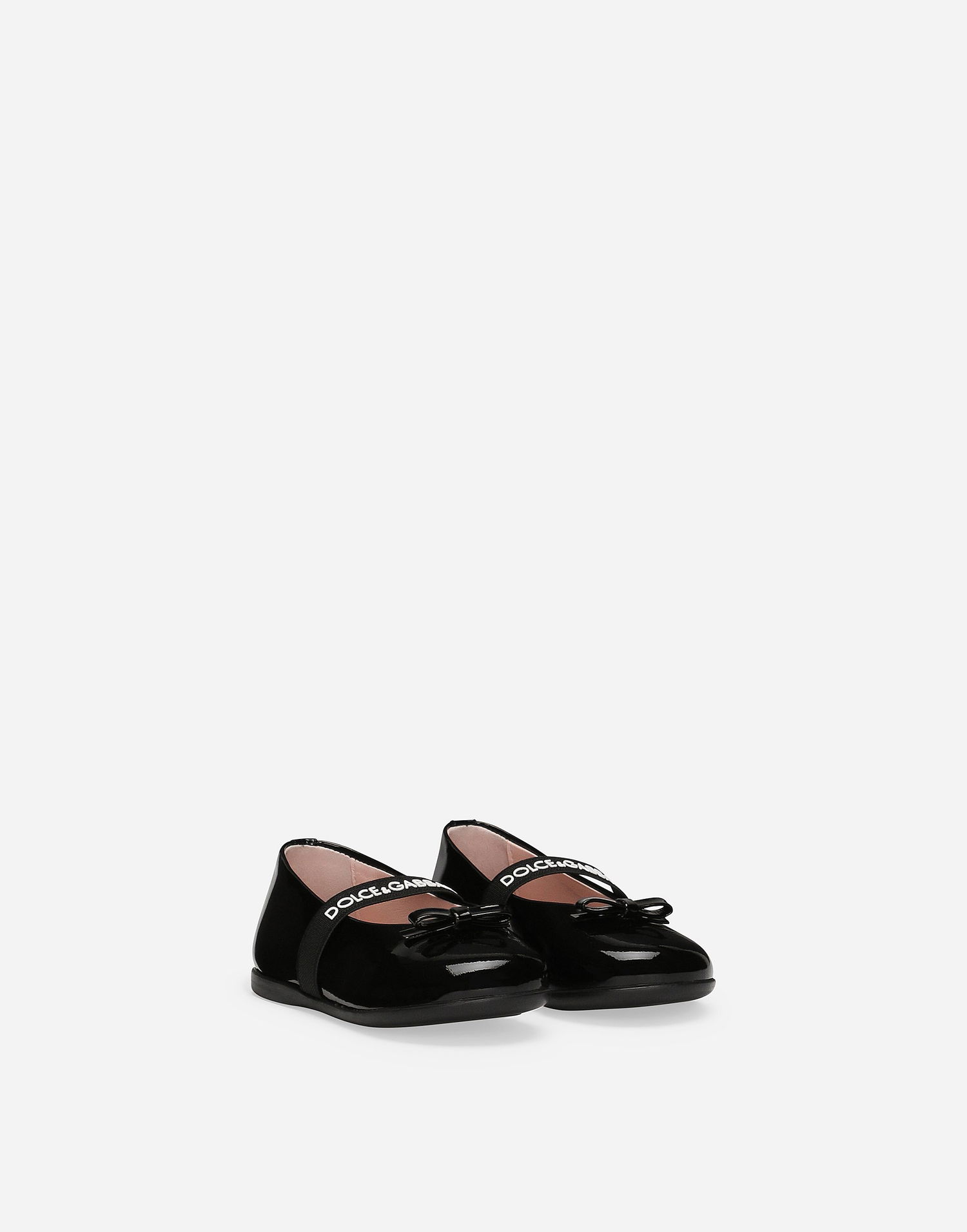 Кецове и обувки Dolce & Gabbana Patent Leather Ballet Flats With Bow For First Steps Черно | D20093A483180999, 1