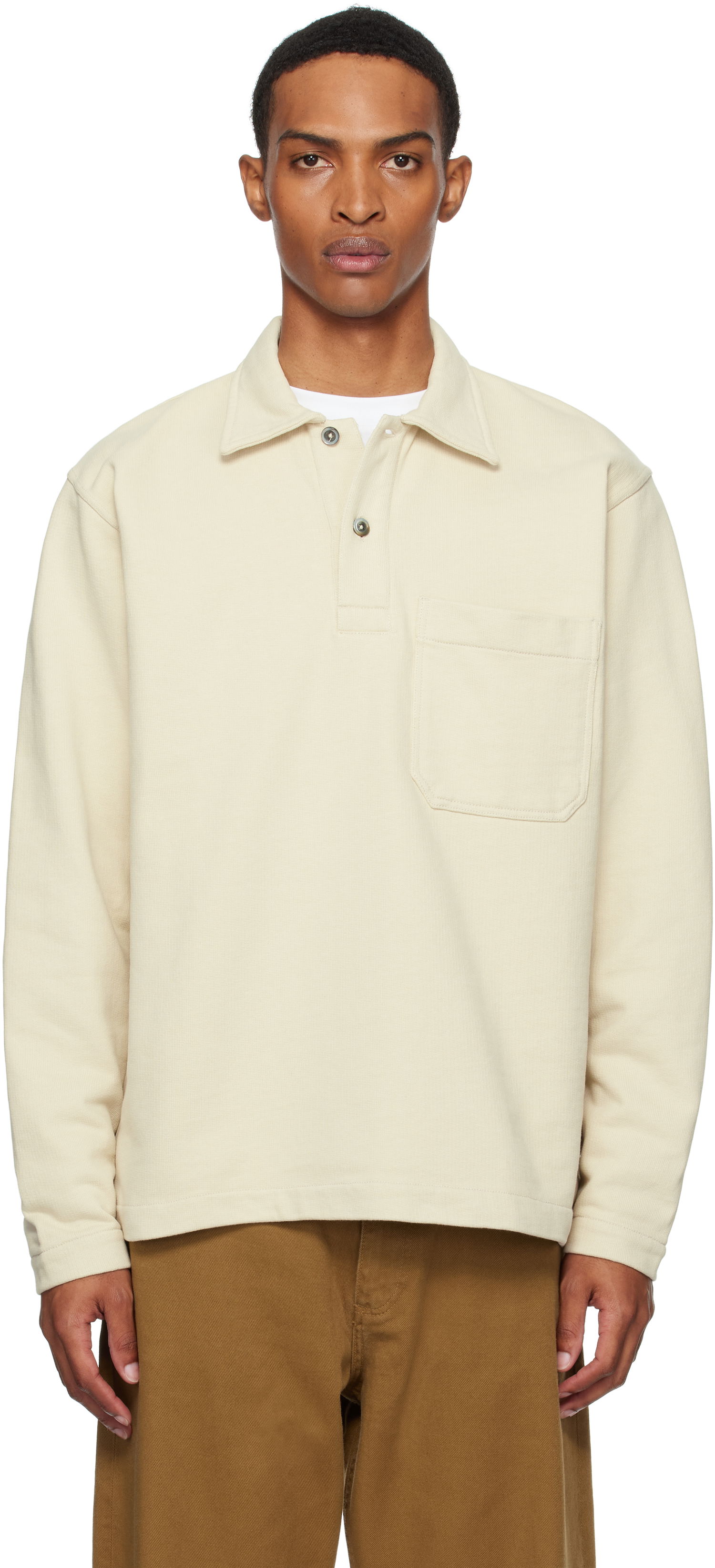 Поло тениска NORSE PROJECTS Norse Projects Fraser Relaxed Organic Loopback Long Sleeve Polo Бежово | N20-1377, 0