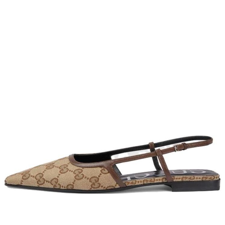 Кецове и обувки Gucci GG Slingback Ballet Flat Бежово | 762420-KY980-9763