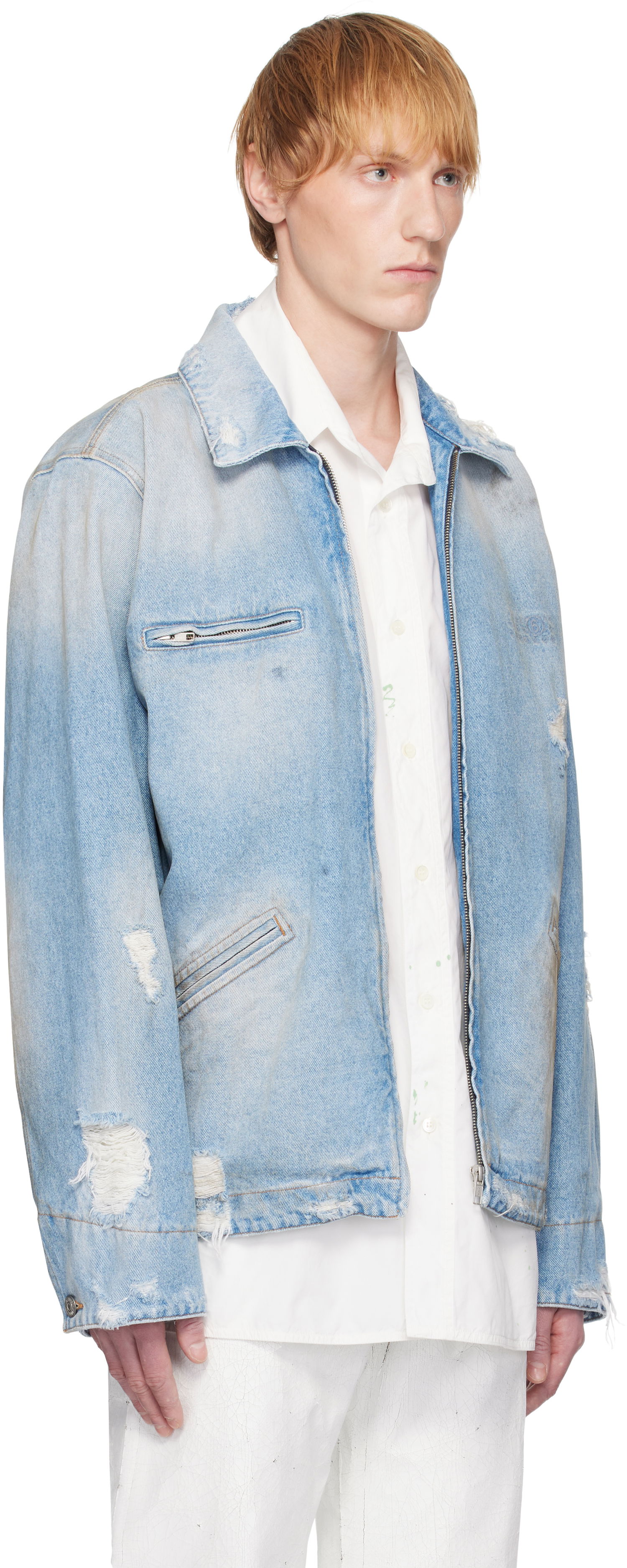 Яке Maison Margiela MM6 Maison Margiela Distressed Denim Jacket Синьо | SH2AM0030 M30018, 1