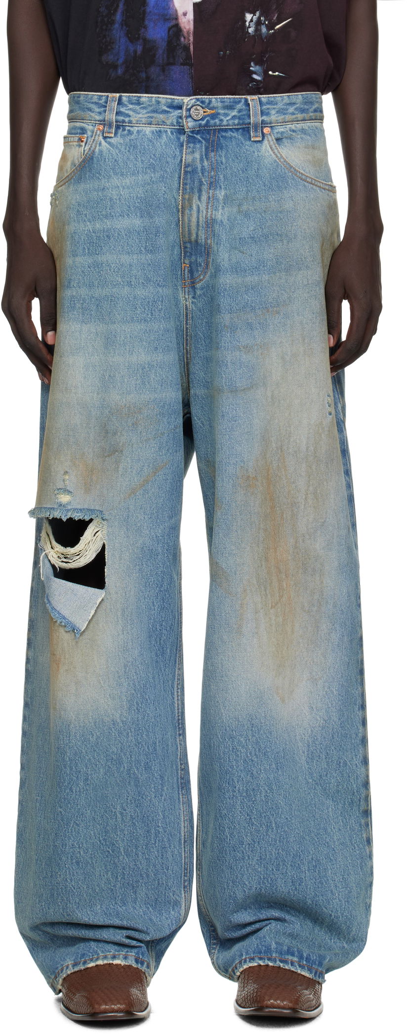 Дънки VETEMENTS Vetements Distressed Baggy Jeans Синьо | UH76DP180LD
