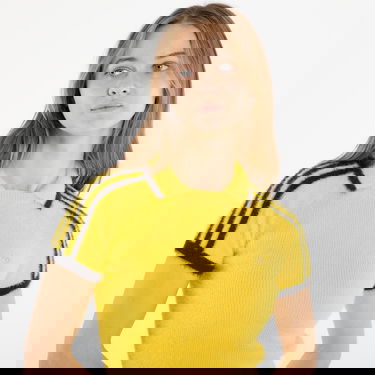 Поло тениска adidas Performance Cali Knitted Cropped Short-Sleeve Polo Top Жълто | KC6533, 1