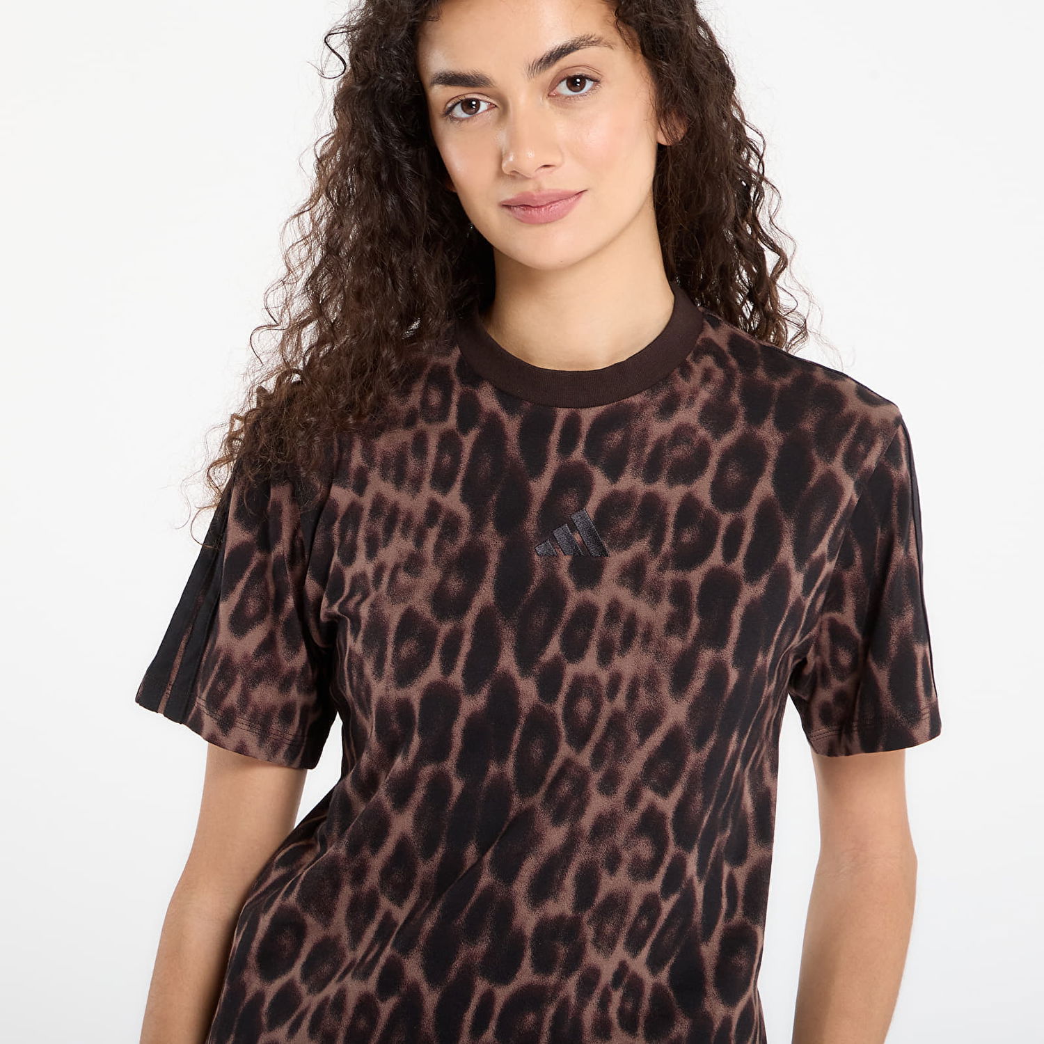 Тениска adidas Performance Seasonal Essentials Leopard Print T-Shirt with 3-Stripes Кафяво | JZ0200, 1