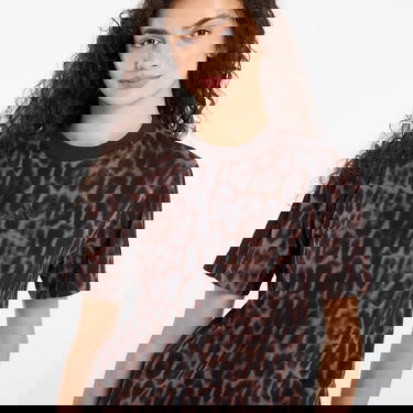 Тениска adidas Performance Seasonal Essentials Leopard Print T-Shirt with 3-Stripes Кафяво | JZ0200, 1