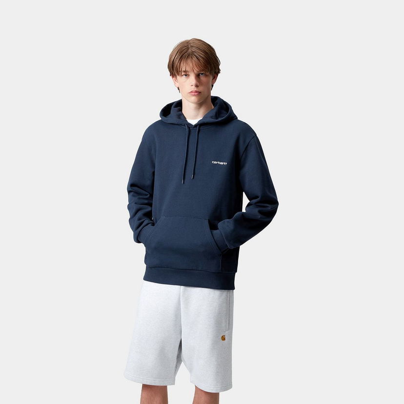 Суитчър Carhartt WIP Carhartt WIP Hooded Script Embroidery Sweatshirt Тъмно синьо | I035392_25