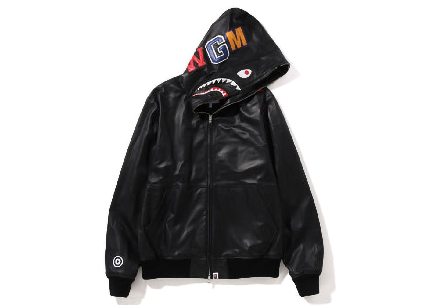 Яке BAPE Leather Shark Full Zip Jacket Черно | 1I80-140-013, 0