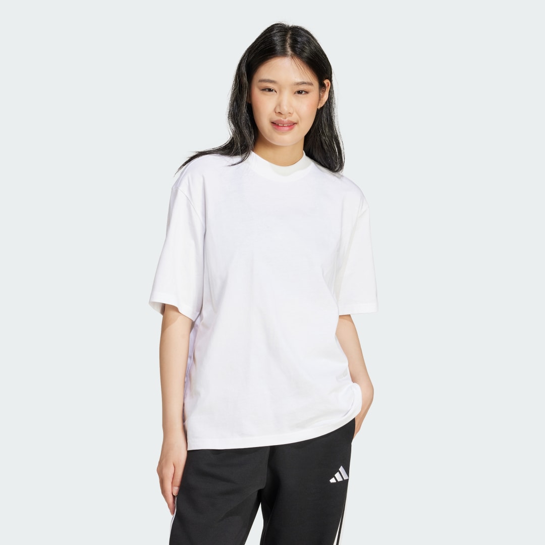 Тениска adidas Performance Essentials Contemporary Logo Boyfriend T-Shirt Бяло | JD9995, 0