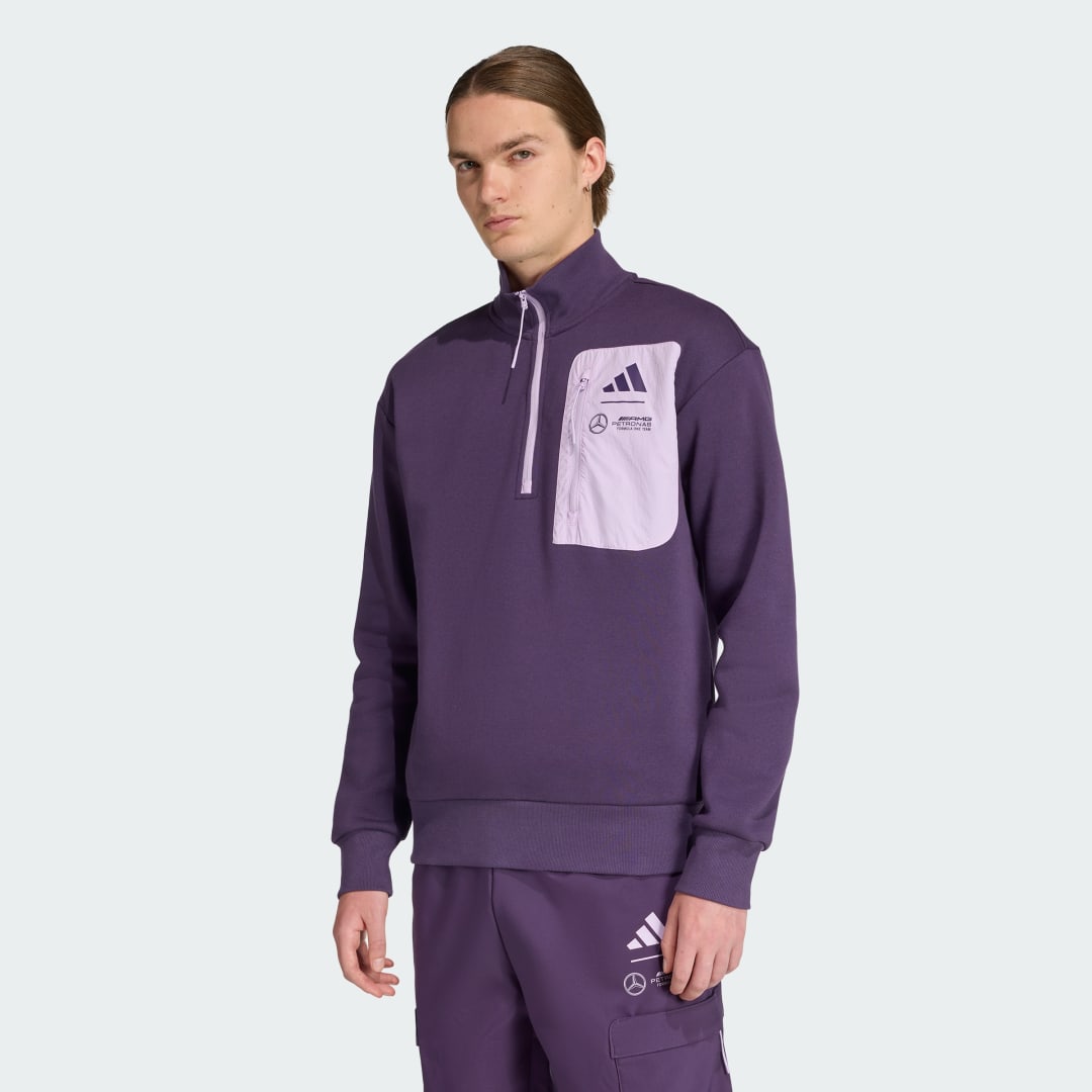 Суитчър adidas Performance Mercedes-AMG Petronas Formula One Team Premium Fleece Quarter-Zip Sweatshirt Лилаво | JX8815, 0