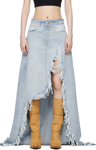 Пола VETEMENTS Vetements Destroyed Denim Maxi Skirt Синьо | WA66SK510L, 0