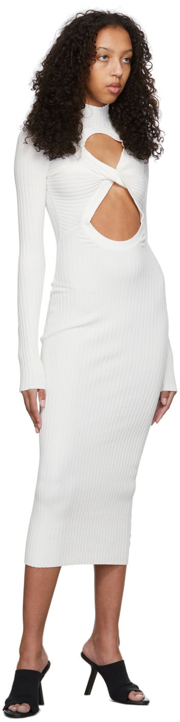 Pокля Dion Lee Dion Lee Figure 8 Cutout Ribbed Knit Midi Dress Бяло | A7547R22, 3
