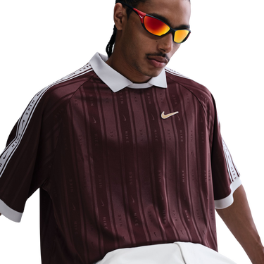 Поло тениска Nike Sportwear Vertical Stripe Polo Shirt with Taped Sleeves Бургунди | ih4292-652, 2