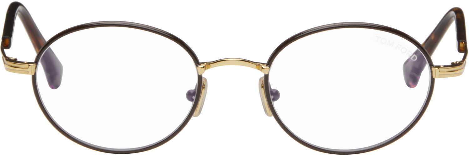 Слънчеви очила Tom Ford Tom Ford Round Blue Block Glasses Кафяво | FT5973-B_49050, 0