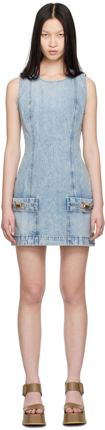 Pокля Stella McCartney Faded Denim Mini Dress Синьо | 6D03123SPH83