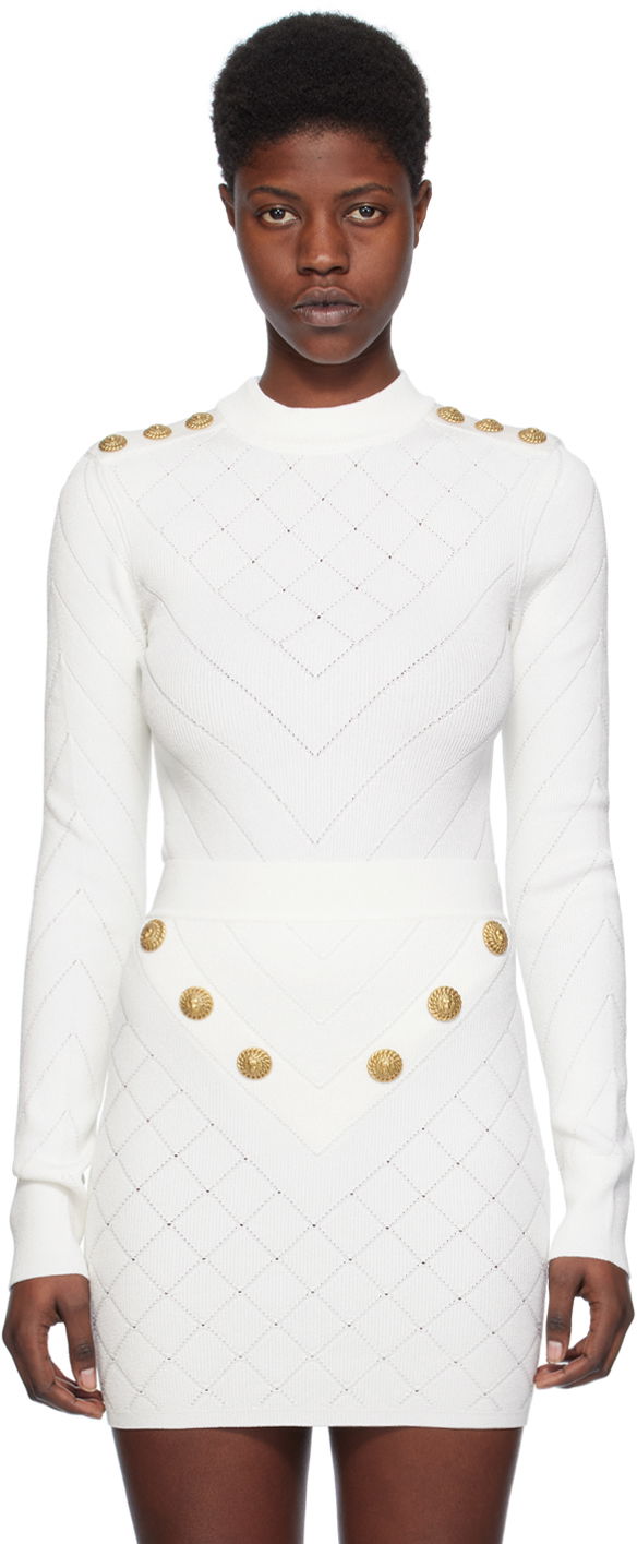 боди Balmain Cutout Bodysuit Бяло | CF1BG240KF53, 0