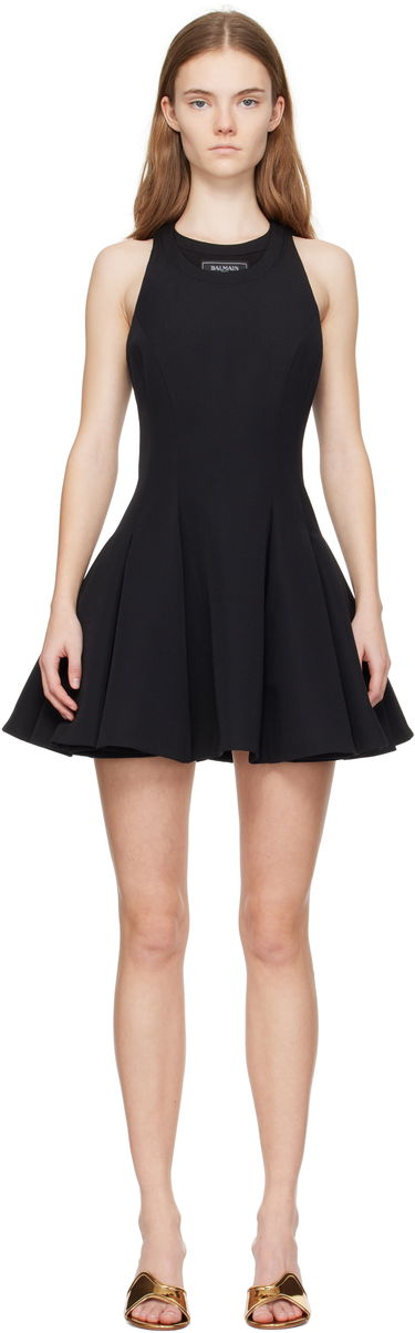 Pокля Balmain Balmain Flared Pleated Mini Dress Черно | EF1R5087ME54, 0