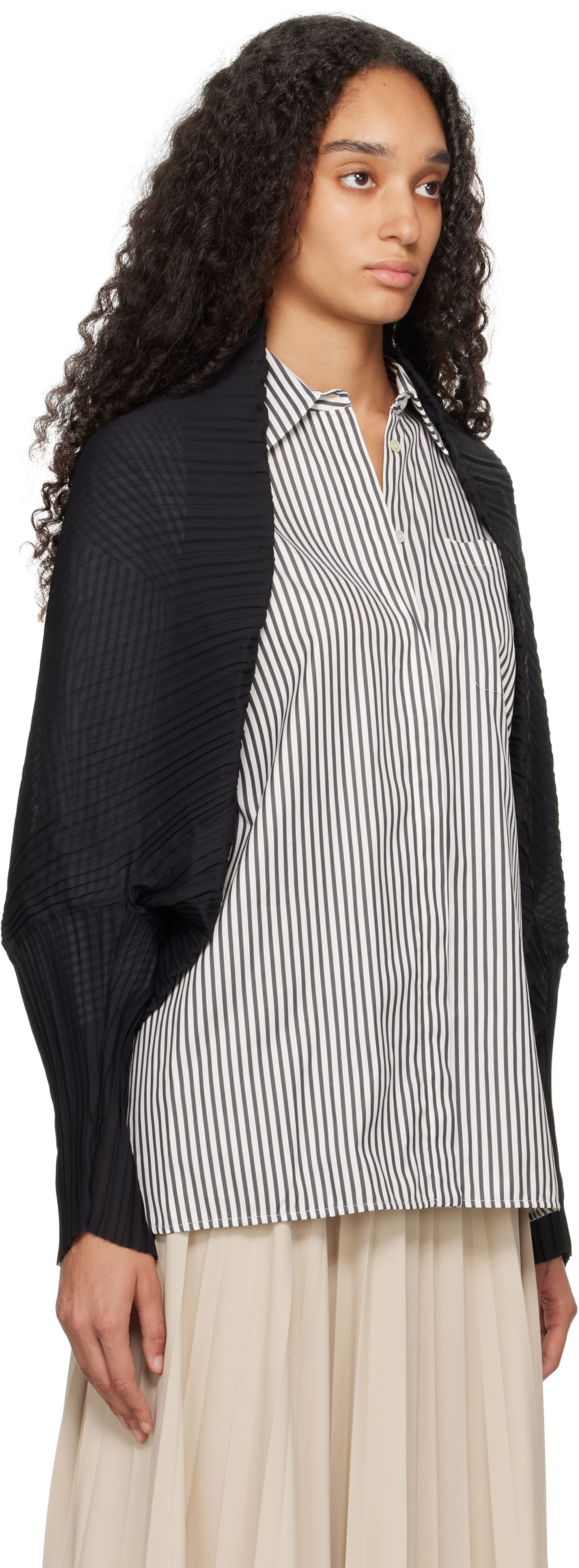 Пуловер Max Mara Women's Pleated Open Front Shrug Черно | 2424736211600, 1