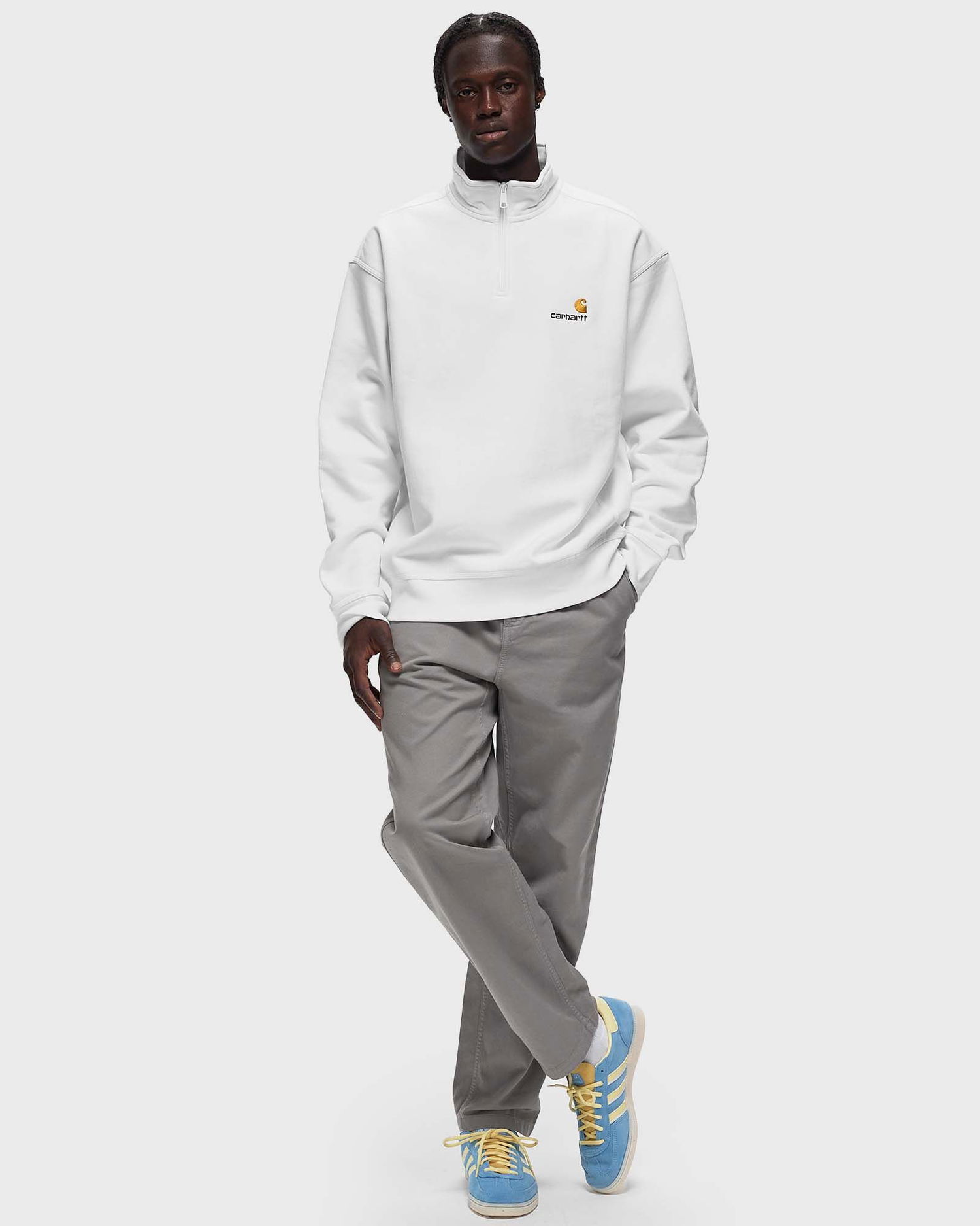 Суитчър Carhartt WIP Half Zip American Script Sweat Бяло | I027014-02.XX, 1