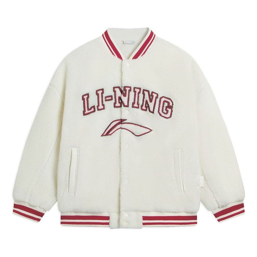 Яке бомбър Li-Ning Polar Fleece Logo Baseball Jacket Бяло | AFDSD31-1