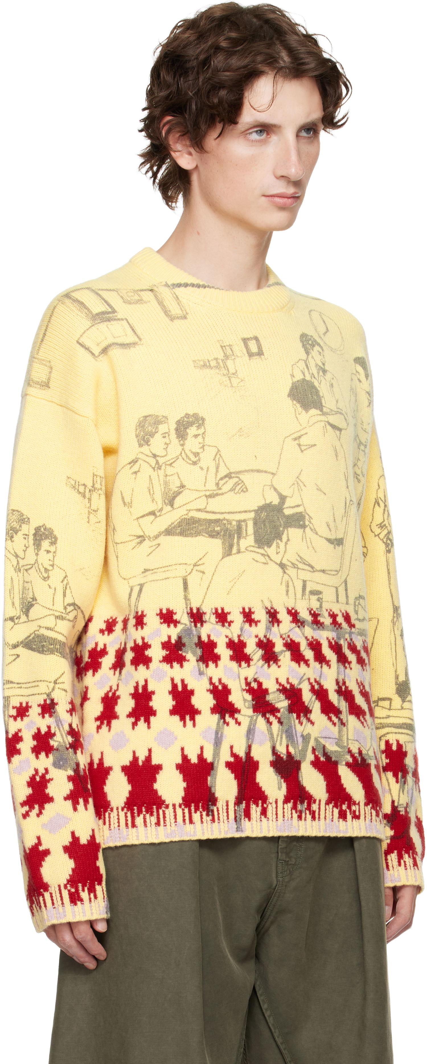 Пуловер JW Anderson Jacquard Knit People Graphic with Abstract Motif Sweater Многоцветен | KW1439-YN0373, 1