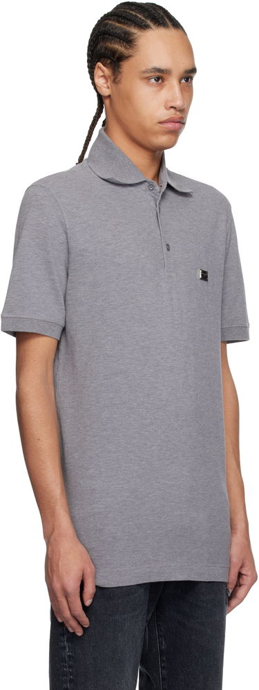 Поло тениска Dolce & Gabbana Dolce&Gabbana Cotton Polo with Metal Tag Сиво | G8SN1TFU7EN, 1