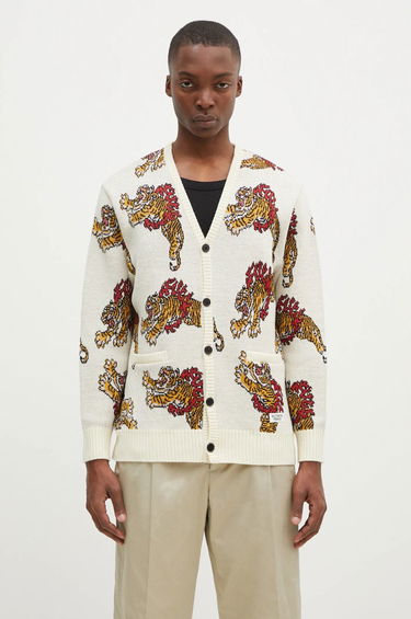Пуловер WACKO MARIA Tiger Knit Cardigan Бяло | 24FW.WMK.KN22, 0